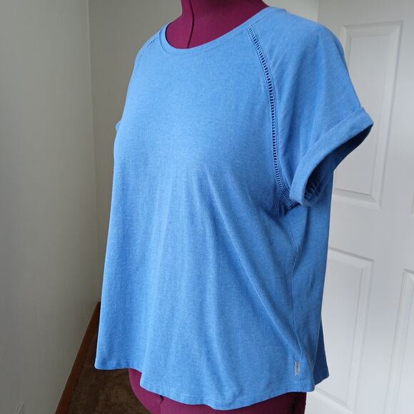 Eddie Bauer Myriad Roll-Sleeve T-shirt XL Lake blue raglan short sleeve tee - Picture 1 of 14